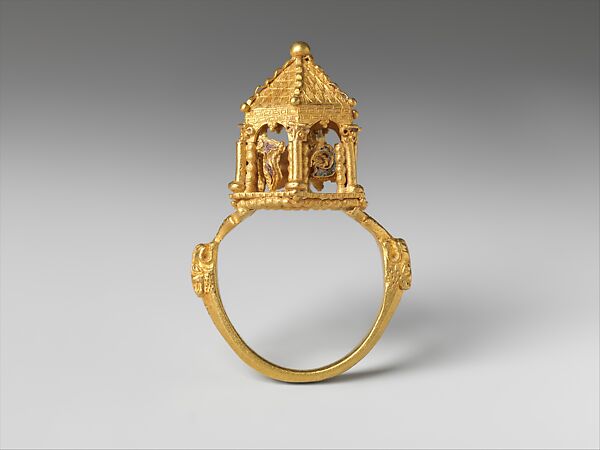 Jewish Ceremonial Wedding Ring, Gold with enamel 