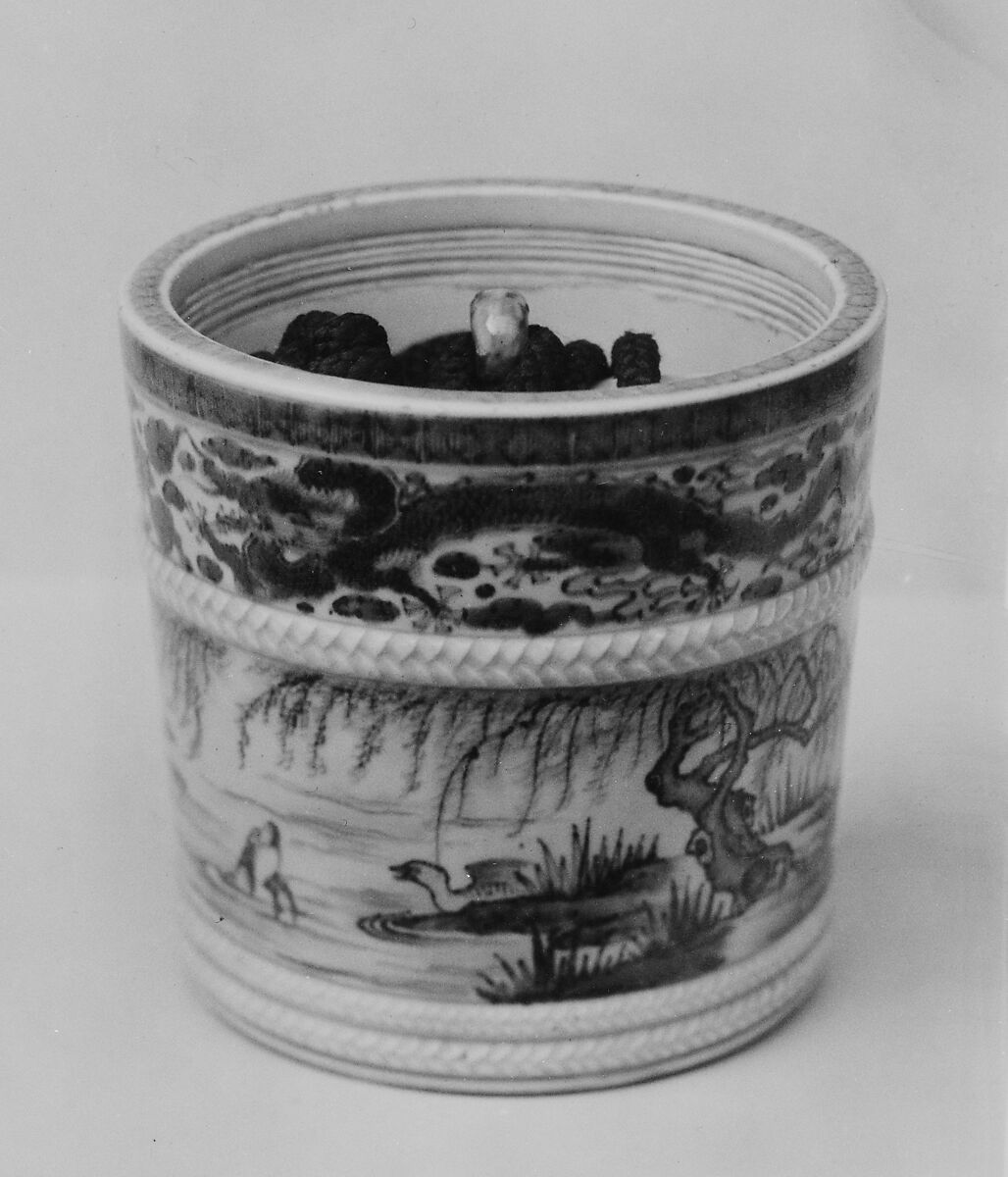 Bucket, Porcelain decorated in blue (Koto ware), Japan 