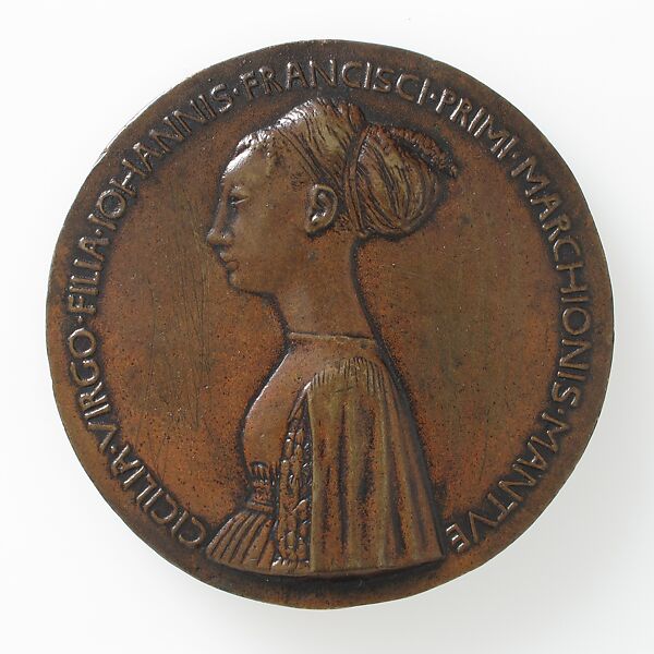 Medal of Cecilia Gonzaga, Pisanello (Antonio Pisano) (Italian, Pisa or Verona by 1395–1455), Copper alloy, Italian (Mantua) 