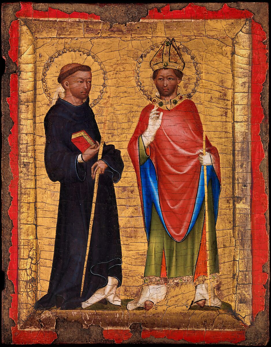 Saints Procopius and Adalbert, Tempera and gold leaf on panel, Bohemian 