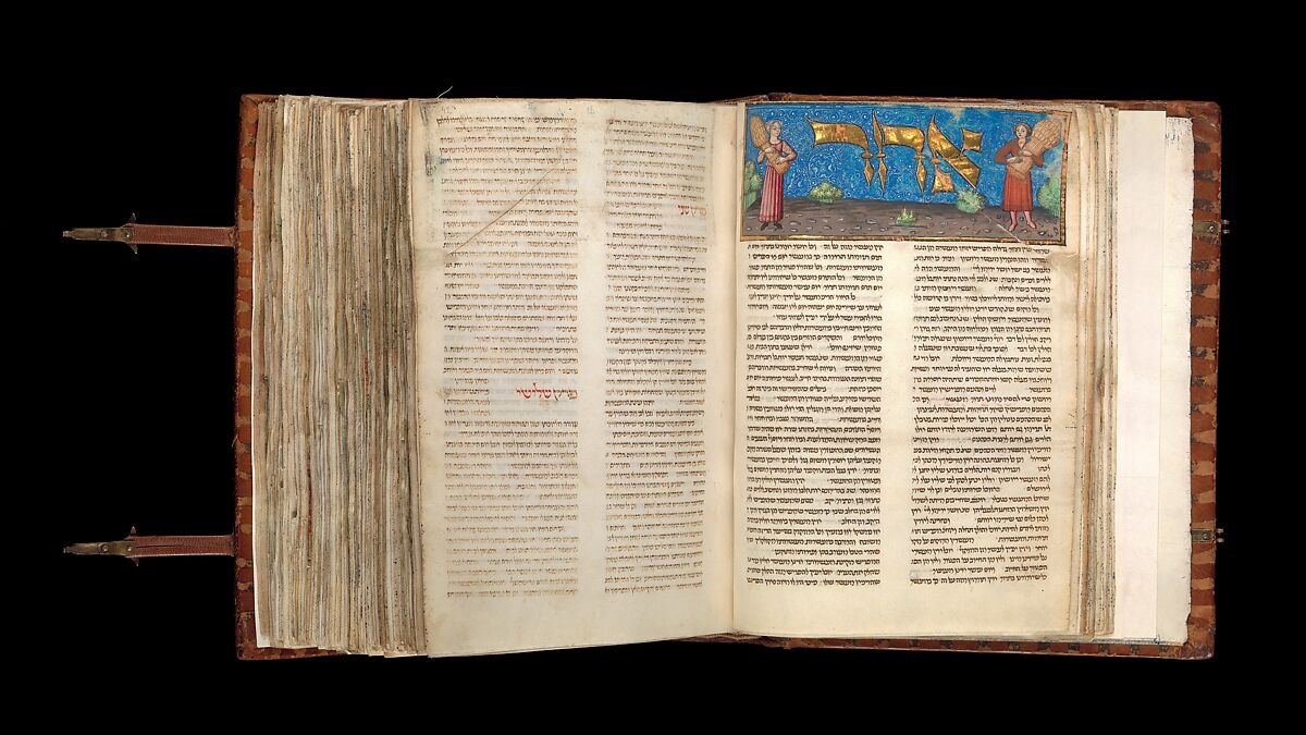 Mishneh Torah, Attributed to Master of the Barbo Missal (Italian), Tempera and gold leaf on parchment; leather binding, North Italian