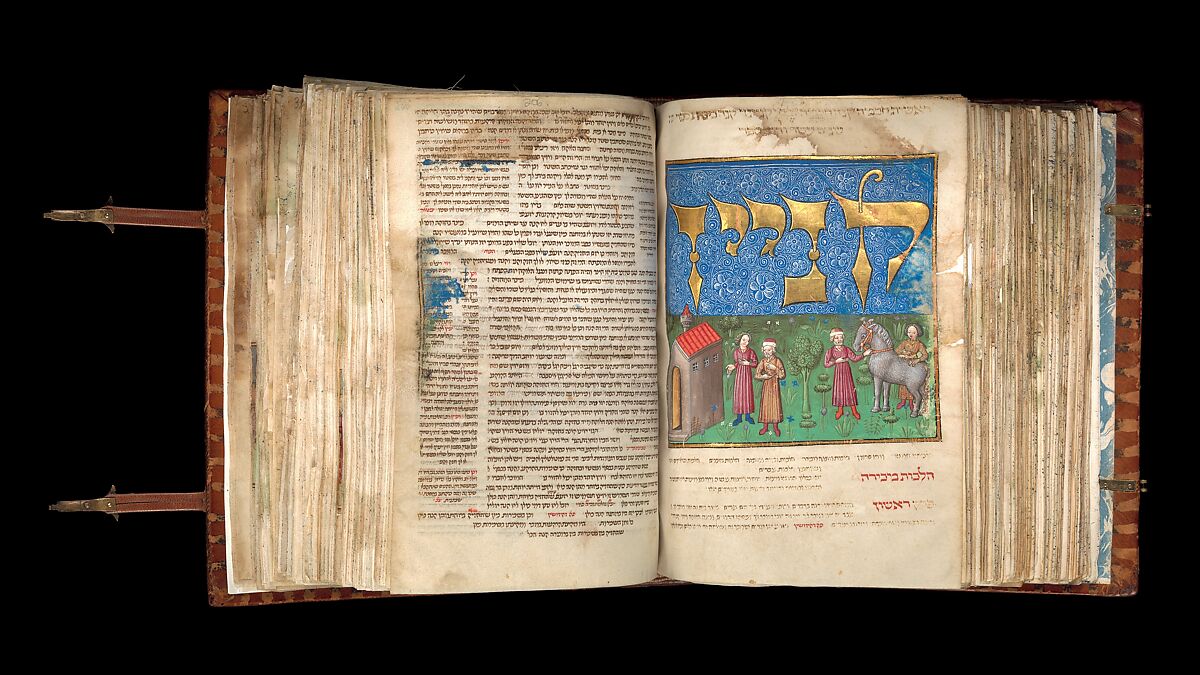 Mishneh Torah, Attributed to Master of the Barbo Missal (Italian), Tempera and gold leaf on parchment; leather binding, North Italian