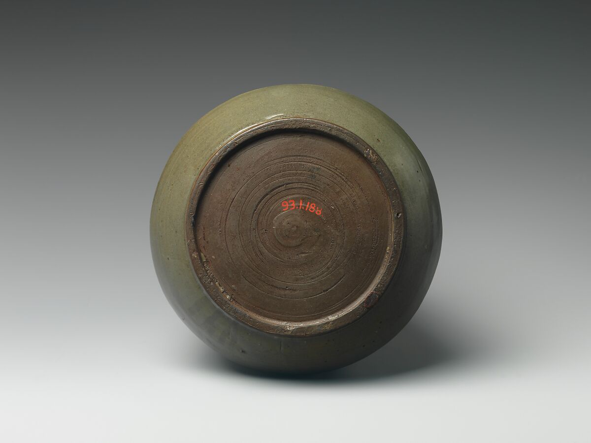 Bottle, Clay with inlaid mishima pattern under a transparent glaze (Satsuma), Japan
