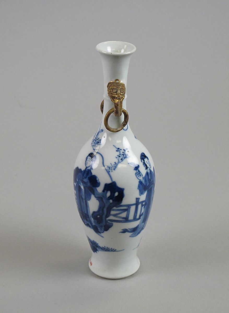 Vase with ladies, Porcelain painted in underglaze cobalt blue (Jingdezhen ware), China
