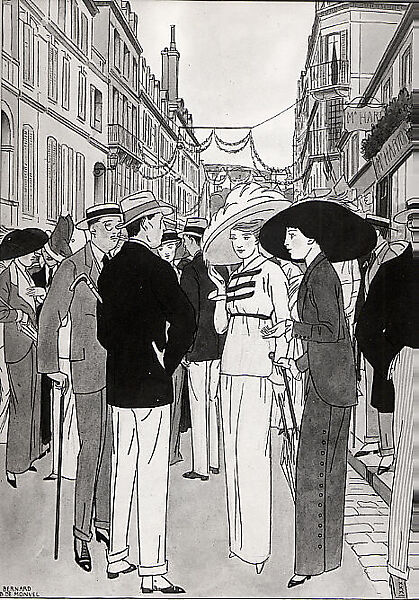 The Rue de Paris, Trouville, Bernard Boutet de Monvel (French, Paris 1884–1949 The Azores), Black ink, watercolor and graphite on paper 