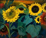 Large Sunflowers, Emil Nolde (German, Nolde 1867–1956 Seebüll), Oil on wood 
