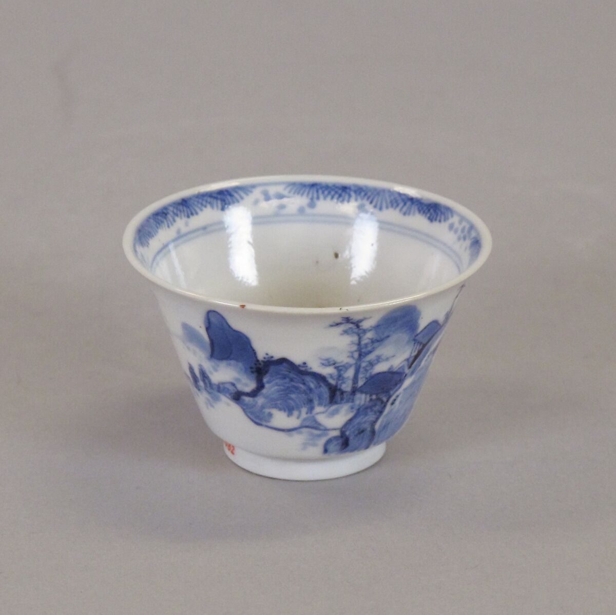 Cup with landscape, Porcelain painted in underglaze cobalt blue (Jingdezhen ware), China