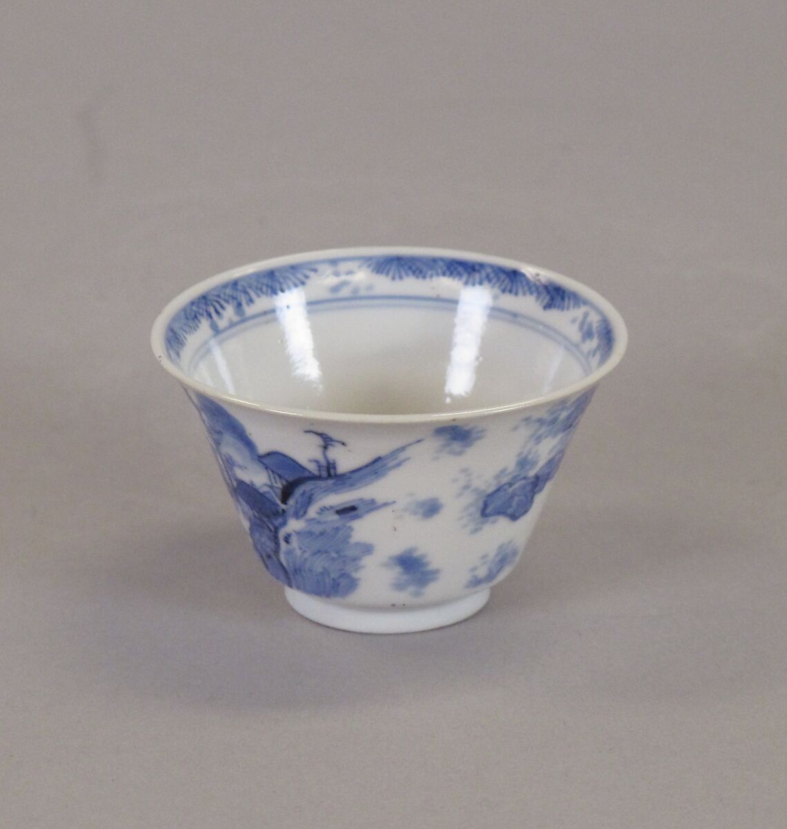 Cup with landscape, Porcelain painted in underglaze cobalt blue (Jingdezhen ware), China
