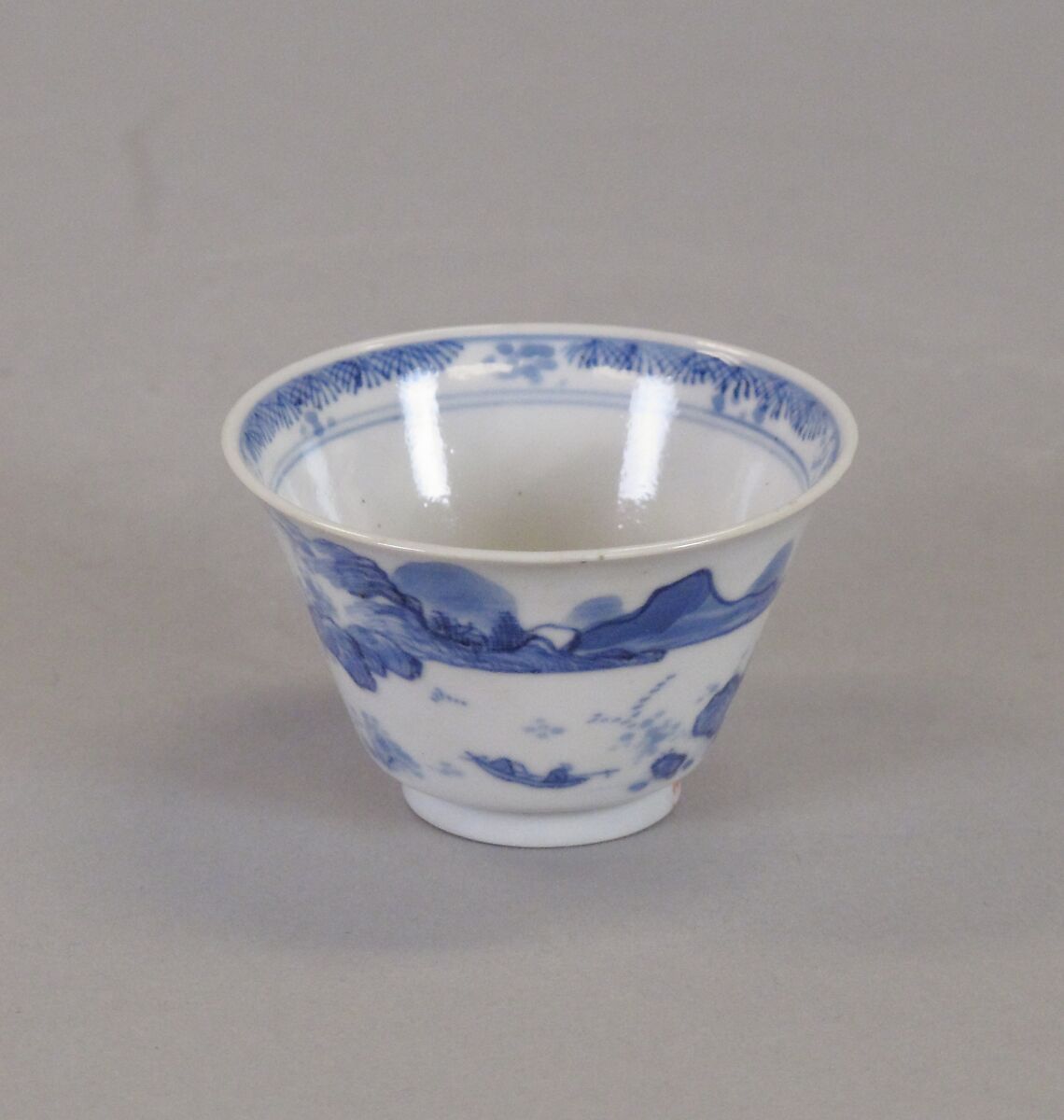 Cup with landscape, Porcelain painted in underglaze cobalt blue (Jingdezhen ware), China