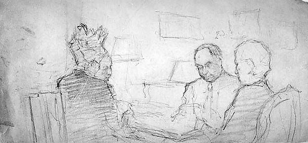 A Bridge Game, Boris Solotareff (American (born Romania), Bendare 1889–1966 New York), Graphite on paper 