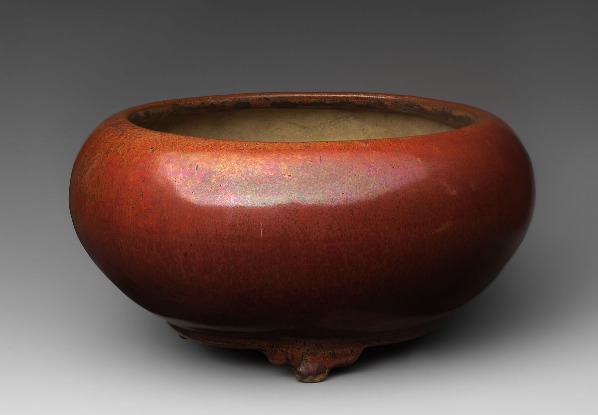 Jardiniere, Pottery covered glaze (Kyoto ware), Japan