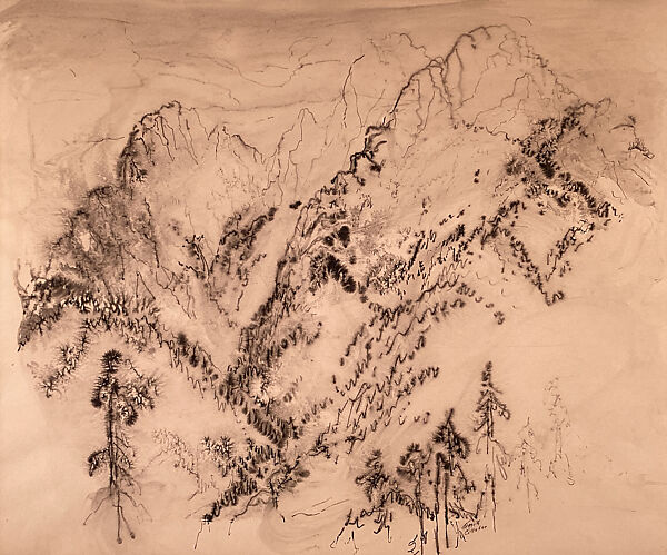 Cascade Mountain Landscape, Kenneth Callahan (American, Spokane, Washington 1905–1986 Seattle, Washington), Pen and black ink and wash on paper 