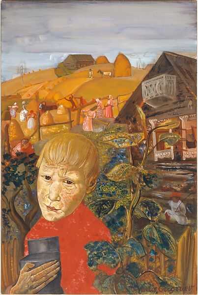 Sergei Esenin as a Youth, Boris Grigoriev (Russian, Rybinsk 1886–1939 Cagnes-sur-Mer), Gouache and charcoal on paperboard 