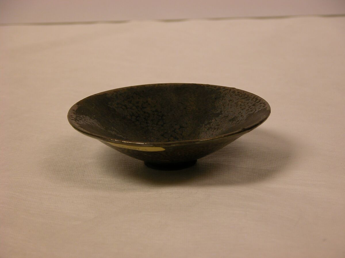 Bowl (one of a pair), Stoneware with golden-black hare's fur glaze (Tenmoku ware?), China