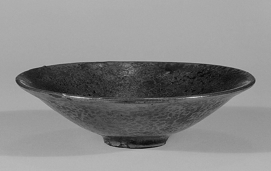 Bowl (one of a pair), Stoneware with golden-black hare's fur glaze (Tenmoku ware?), China