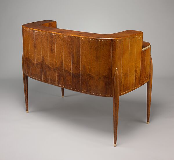 "David-Weill" Desk, Emile-Jacques Ruhlmann (French, Paris 1879–1933 Paris), Amboyna, ivory, sharkskin, silk, metal, oak, lumber-core plywood, poplar, walnut, birch, macassar ebony