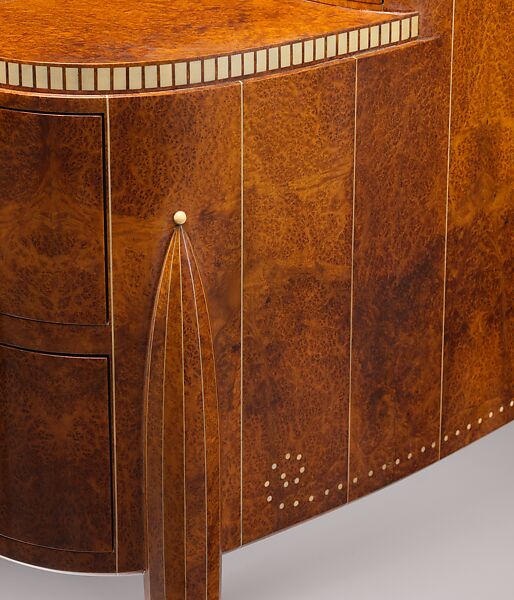 "David-Weill" Desk, Emile-Jacques Ruhlmann (French, Paris 1879–1933 Paris), Amboyna, ivory, sharkskin, silk, metal, oak, lumber-core plywood, poplar, walnut, birch, macassar ebony