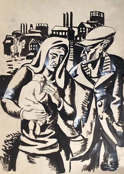 The Cow's Siesta, Jan Matulka (American, 1890–1972), Watercolor, opaque watercolor, and black crayon on paper (recto); brush and black ink, opaque white paint, and graphite on paper (verso)