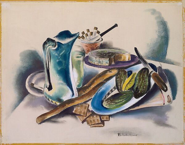 Still Life, Preston Dickinson (American, New York, New York 1889–1930 Irun, Spain), Pastel on paper, mounted on cardboard 