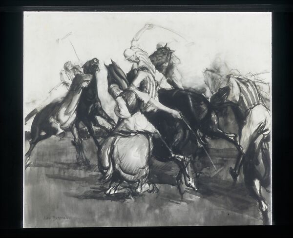 Polo, George Bellows (American, Columbus, Ohio 1882–1925 New York), Brush and black ink and wash and black crayon on paper