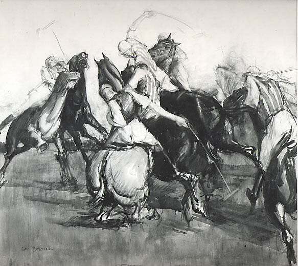 Polo, George Bellows (American, Columbus, Ohio 1882–1925 New York), Ink wash and crayon on paper 