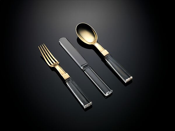 Spoon, Valéry Bizouard  French, Glass, silver gilt