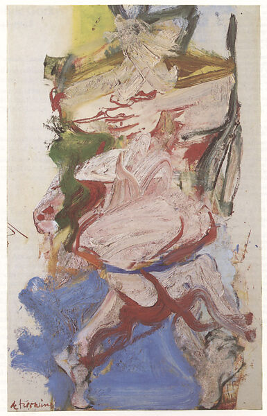 Woman, Willem de Kooning (American (born The Netherlands), Rotterdam 1904–1997 East Hampton, New York), Oil on paper, mounted on cardboard 