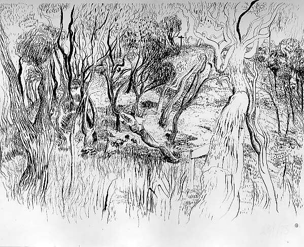 Australian Coastal Bush, Brett Whiteley (Australian, Sydney 1939–1992 Thirroul), Brush and ink on paper 