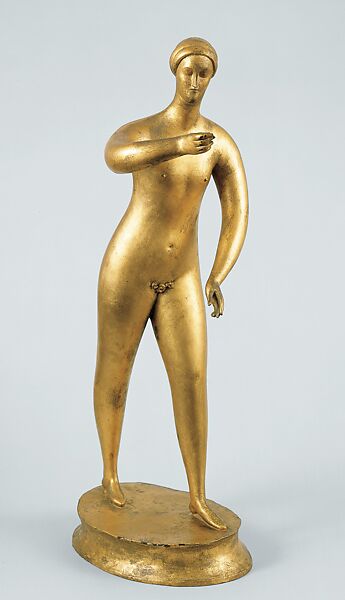 Standing Female, Elie Nadelman (American (born Poland), Warsaw 1882–1946 Riverdale, New York), Bronze, gilt 