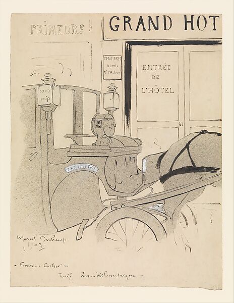 Woman Hack-Driver, Marcel Duchamp (American (born France), Blanville 1887–1968 Neuilly-sur-Seine), Ink splatter on paper 