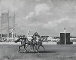 Two Race Horses Walking Down Past the Post