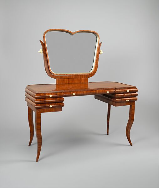 Dressing table, Bruno Paul (German, Seifhennersdorf 1874–1968 Berlin), Tulipwood veneer, ivory and mirror glass
