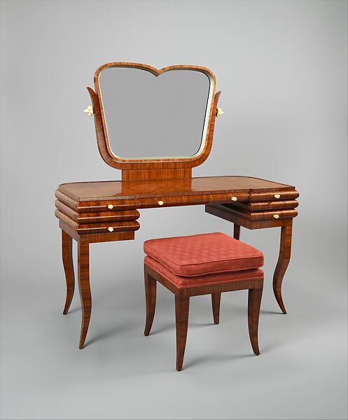 Dressing table, Bruno Paul (German, Seifhennersdorf 1874–1968 Berlin), Tulipwood veneer, ivory and mirror glass 