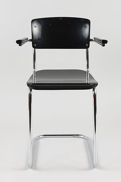 Armchair, Unknown Designer, Lacquered wood, Bakelite and chromed steel tubing, Dutch