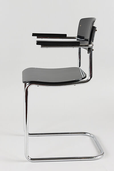 Armchair, Unknown Designer, Lacquered wood, Bakelite and chromed steel tubing, Dutch