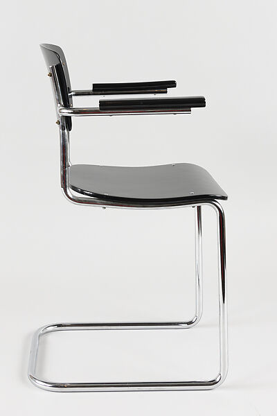 Armchair, Unknown Designer, Lacquered wood, Bakelite and chromed steel tubing, Dutch