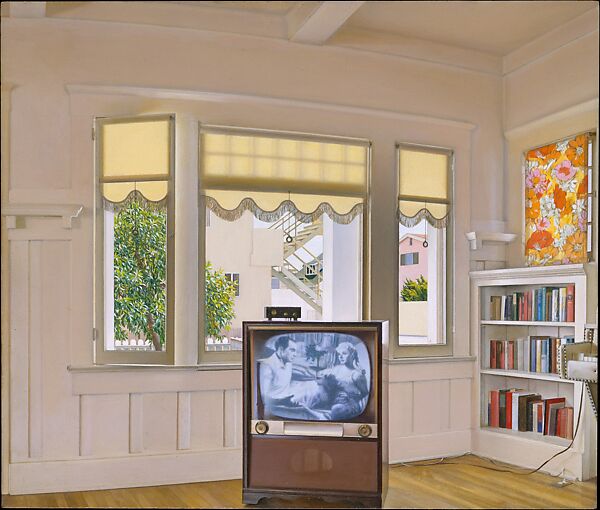 Afternoon Television, Maxwell Hendler (American, born St. Louis, Missouri, 1938), Oil on plywood 