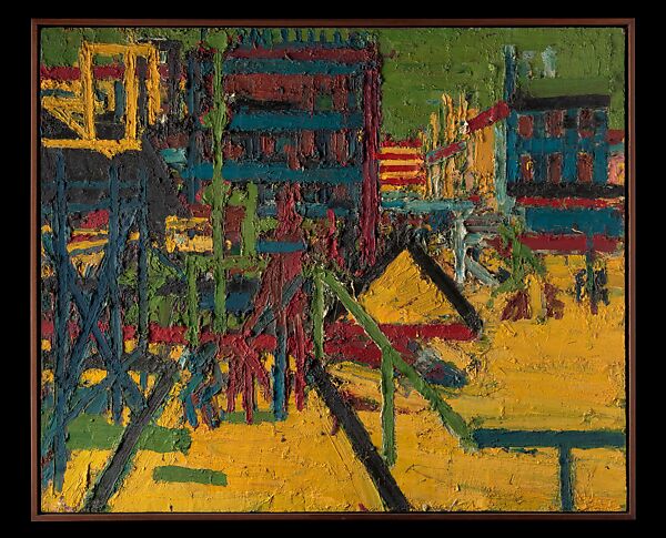 Mornington Crescent, Frank Auerbach (British, born Berlin, Germany, 1931), Oil on wood 
