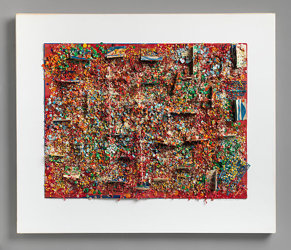Untitled #87b, Howardena Pindell  American, Cut and pasted and painted punched paper, acrylic, watercolor, thread, mat board, sprayed adhesive, and string on paper