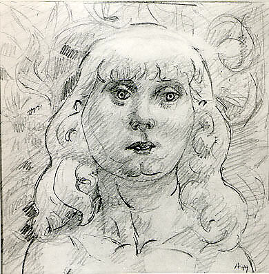 Untitled (woman's head), Peter Agostini (American, New York 1913–1993 New York), Graphite on paper 