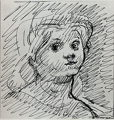 Untitled (woman's head), Peter Agostini (American, New York 1913–1993 New York), Pen and brown ink on paper 