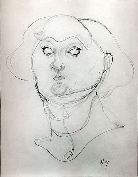 Untitled (woman's head), Peter Agostini (American, New York 1913–1993 New York), Graphite on tracing paper 