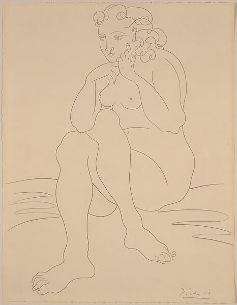 Seated Nude, Pablo Picasso (Spanish, Malaga 1881–1973 Mougins, France), Graphite on paper 