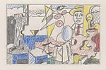 Figures with Sunset (Study), Roy Lichtenstein (American, New York 1923–1997 New York), Colored pencil with graphite on paper