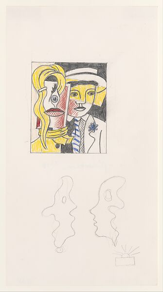 Stepping Out and The Conversation (Studies), Roy Lichtenstein (American, New York 1923–1997 New York), Graphite and colored pencil on paper 