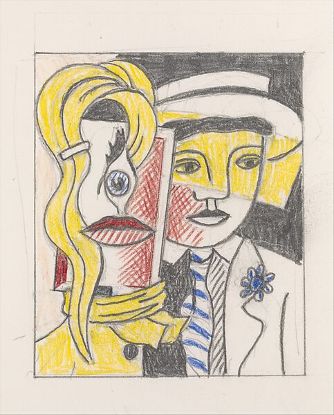 Stepping Out and The Conversation (Studies), Roy Lichtenstein (American, New York 1923–1997 New York), Graphite and colored pencil on paper