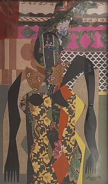 Songbird, James Denmark (American, born 1936), Cut and pasted fabric and paper on cardboard 