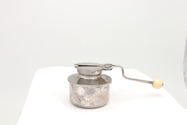 Kettle on stand with burner, Peter Müller-Munk (American (born Germany) Berlin 1904–1967 Pittsburgh, Pennsylvania), Silver and ivory