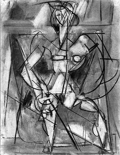 Young Girl Seated, Perle Fine (American, Boston, Massachusetts 1908–1988 East Hampton, New York), Charcoal on paper 