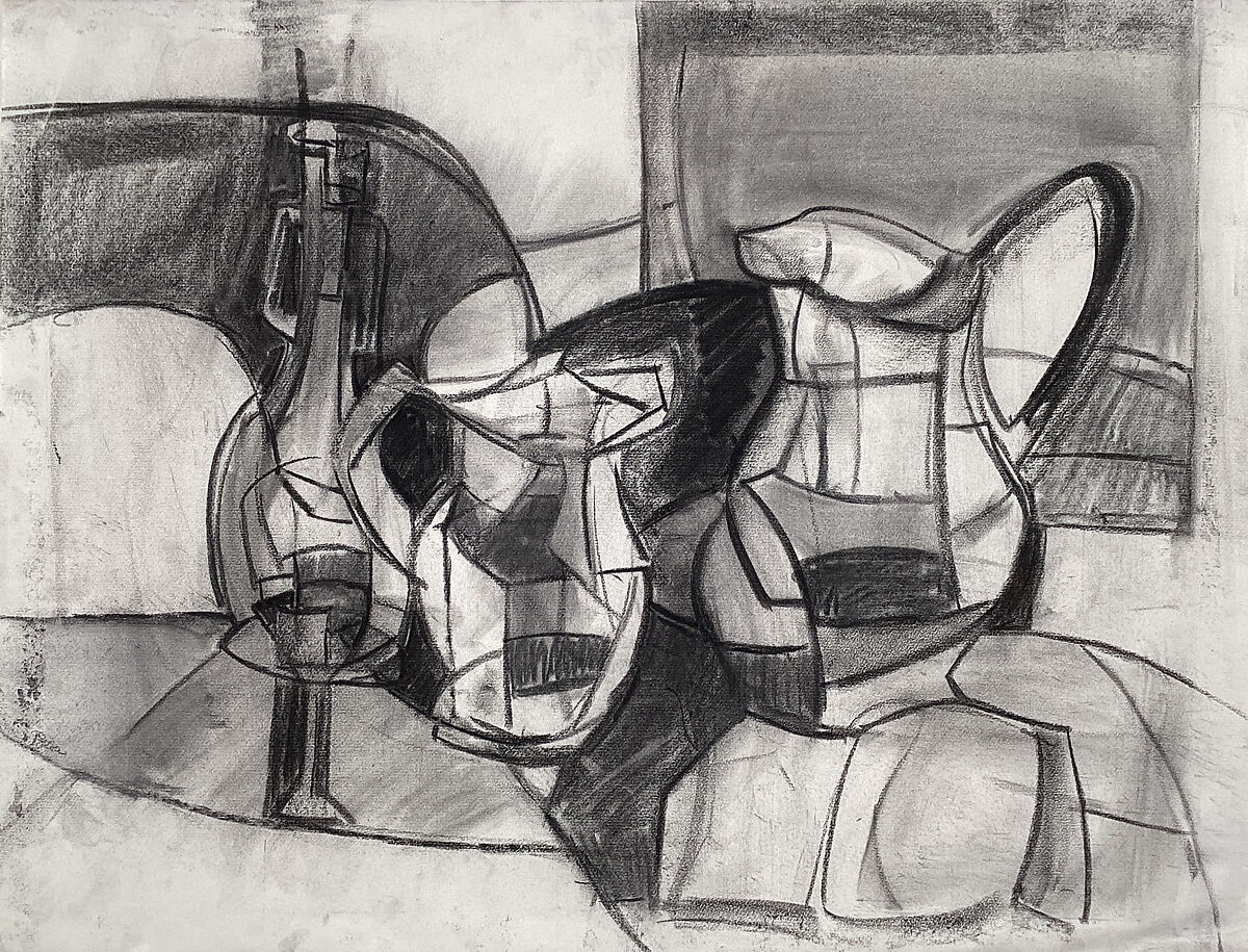 Untitled (still life), Peter Busa (American, Pittsburgh, Pennsylvania 1914–1985 East Hampton, New York), Charcoal on paper 